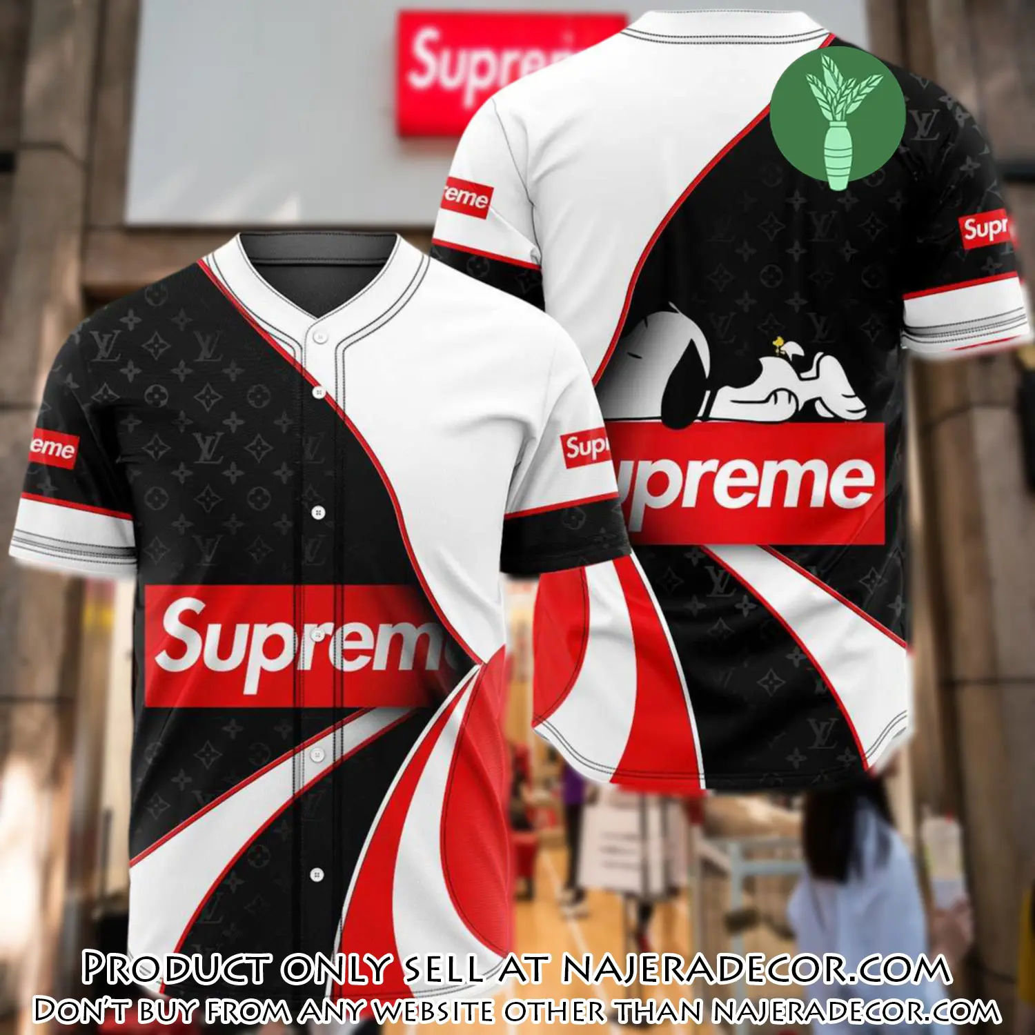 Supreme black white baseball jersey shirt luxury bjs1241 njr1801407